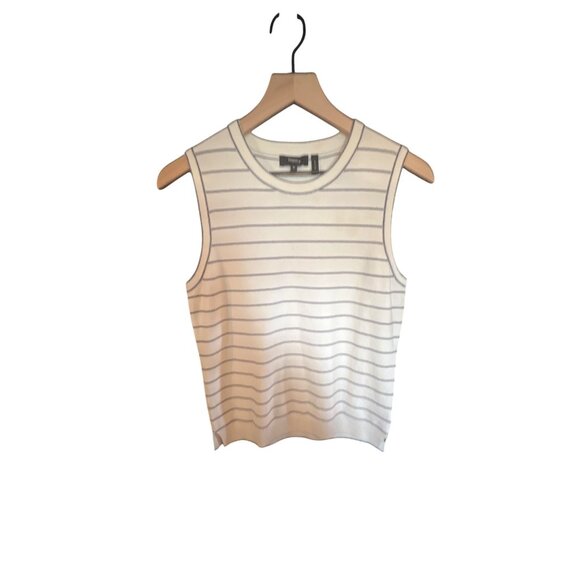 Striped Theory Sleeveless Knit Top M White & Black - Picture 2 of 5
